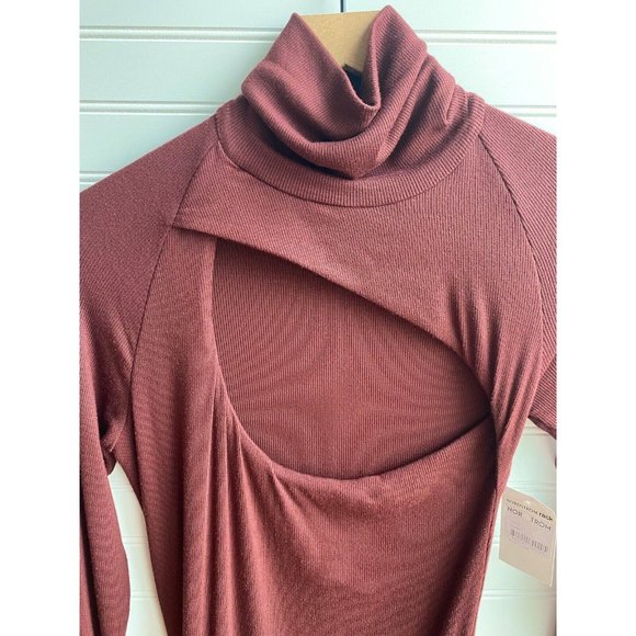 Alix NYC Clarkson Cutout Ribbed Stretch Long Sleeve Turtleneck Dress | Size L - Picture 4 of 7